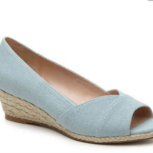 Kelly & Katie| Light Denim Peep-Toe Wedge Size 11